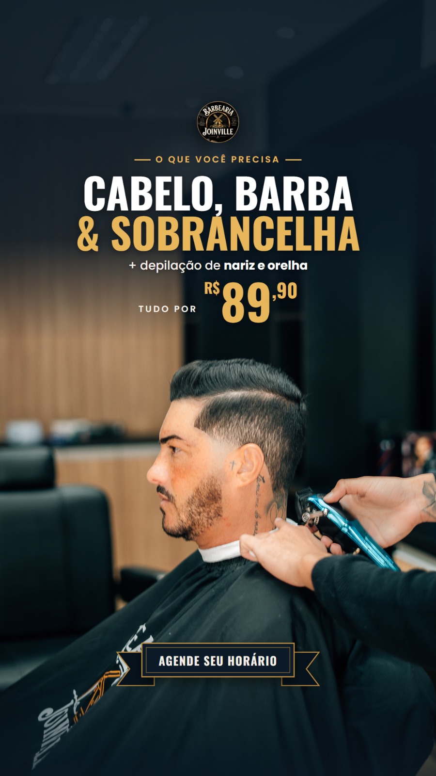 Anúncio Pacote Completo: Cabelo, Barba e Sobrancelha (vertical)