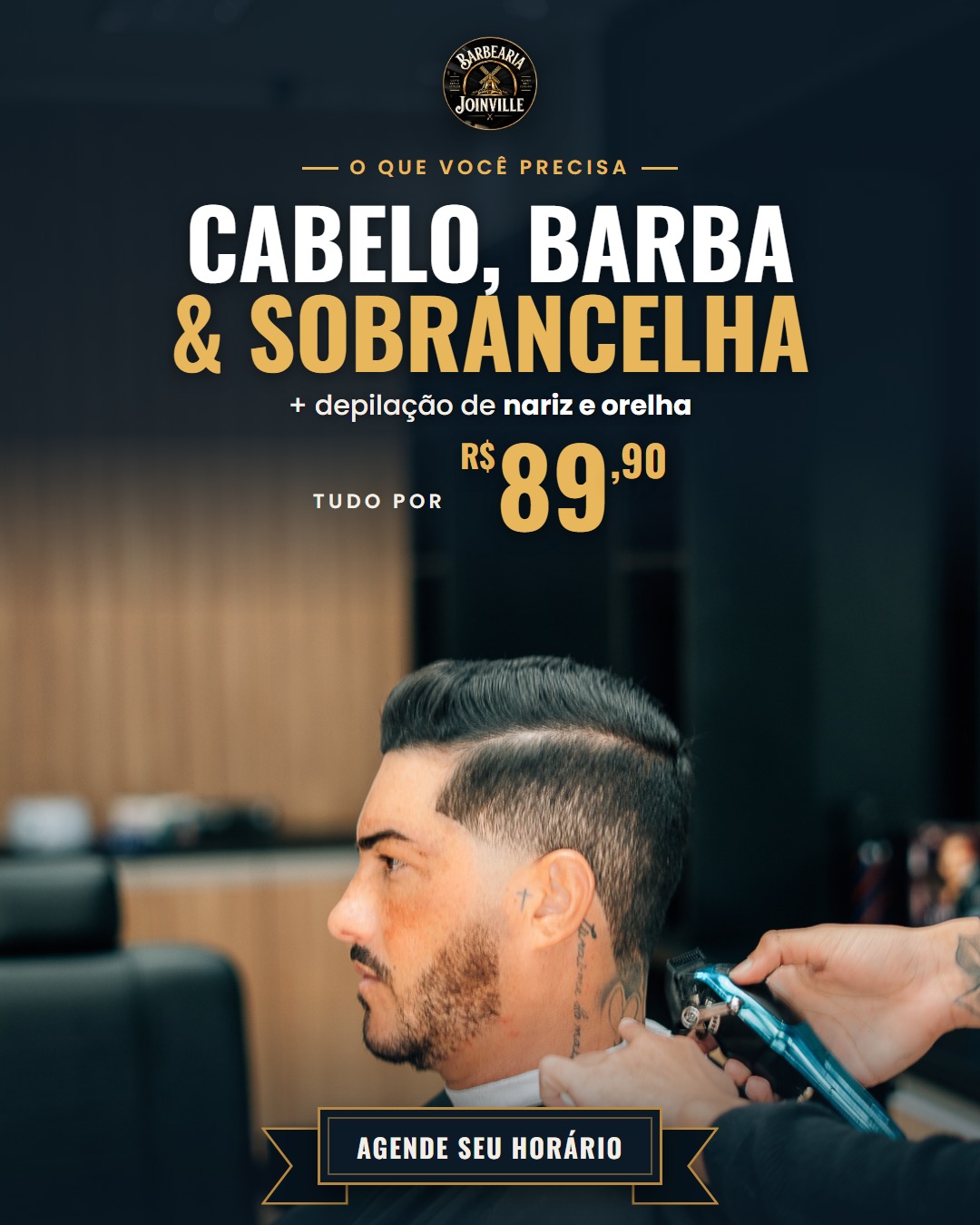 Anúncio Pacote Completo: Cabelo, Barba e Sobrancelha (feed)